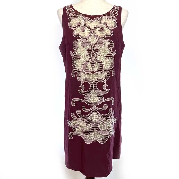 Maroon Cut-Out Open Back Shift Dress Large - Picture 1 of 9
